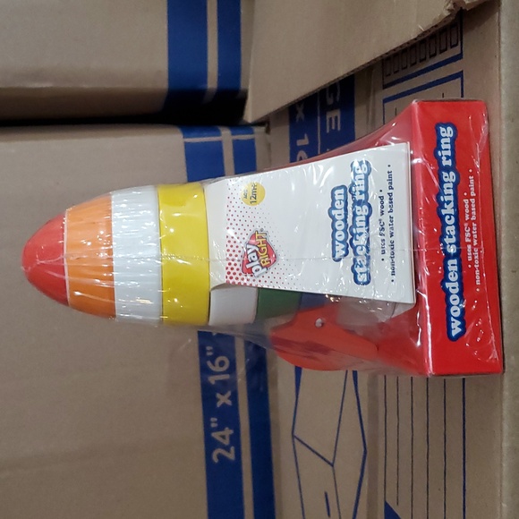 Play Right Wooden Stacking Rings Spaceship Toy for 12m+ - Picture 1 of 5